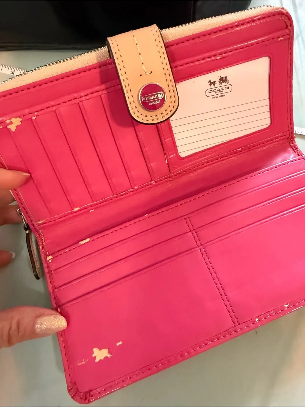 Coach Patent Leather Tote Bag with Pink Wallet